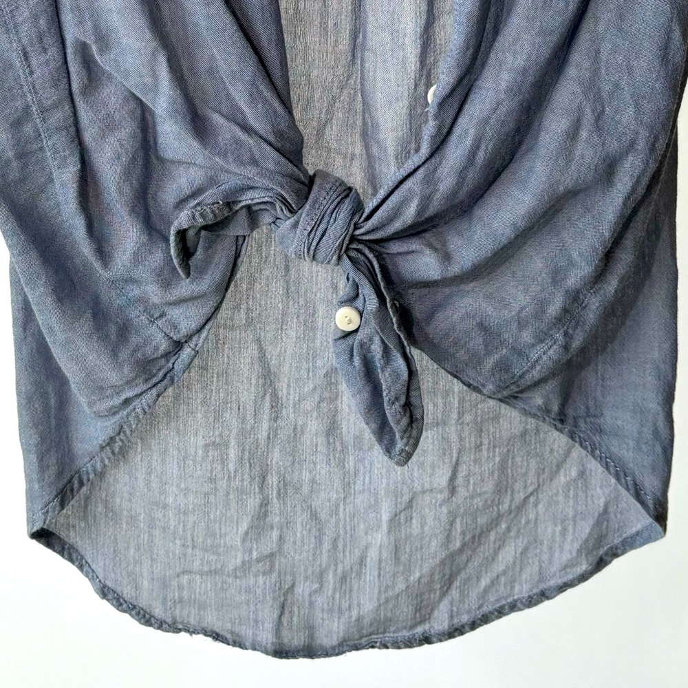 Divided • Sheer Linen Sleeveless Button Up
